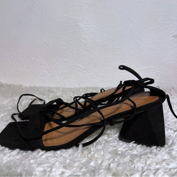 Asos Design Square toe tie leg block heeled Women’s Heels Black SZ US 9 LKNW - Picture 3 of 10